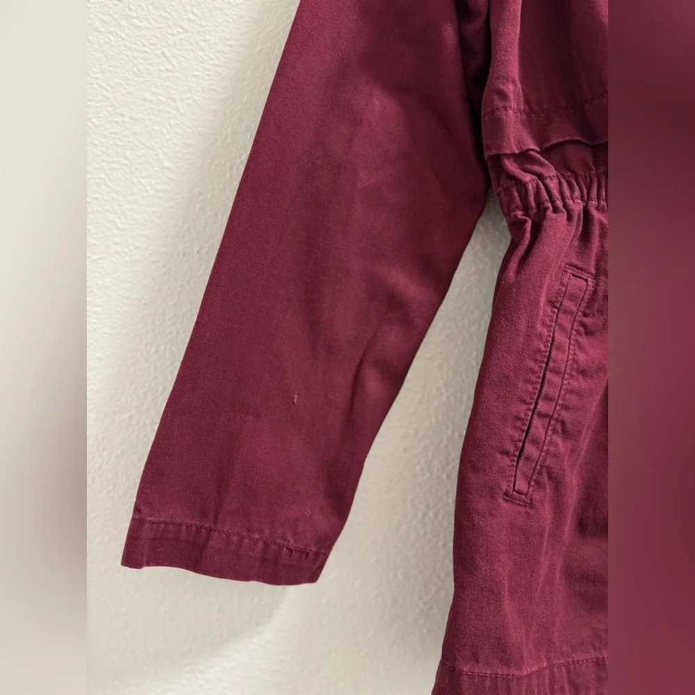 Old Navy Hooded Scout Jacket Full Zip Snap Buttons Pockets Maroon Girls XL 14